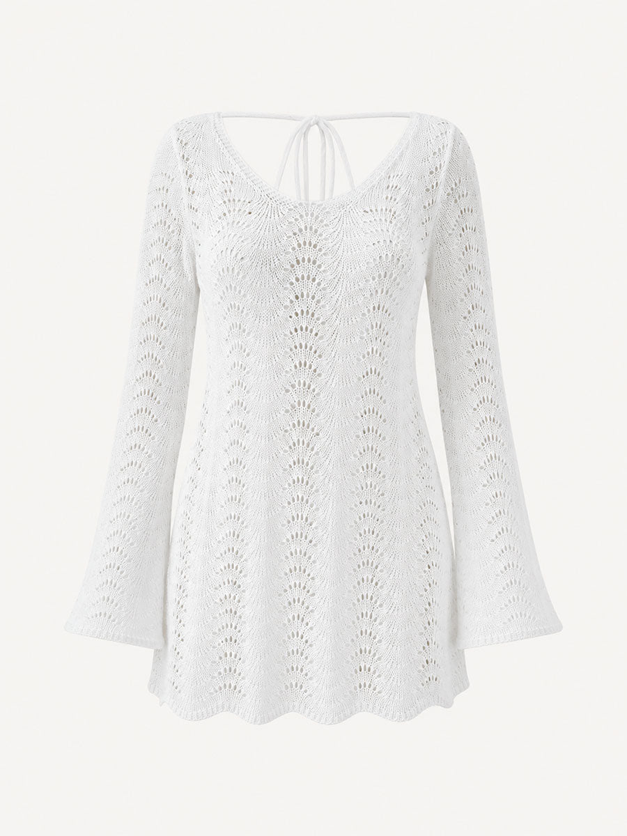 Pearl Crochet Long-Sleeve Mini Dress - product image 1 | CERYNA