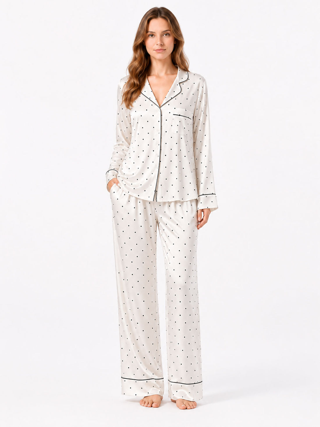 Silky Satin Polka Dot Pajama Set