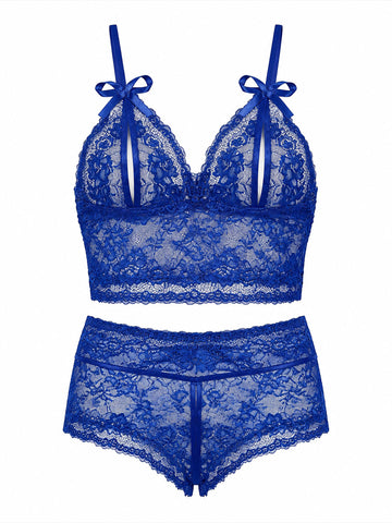 Elena Floral Lace Cut-Out Lingerie Set