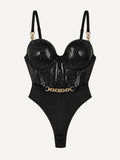 Sequin Mesh Cupped Bodysuit