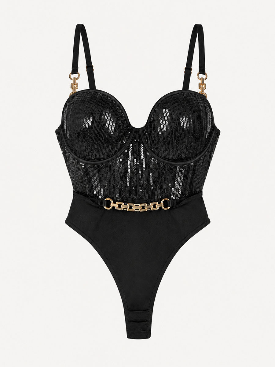 Sequin Mesh Cupped Bodysuit - product image 1 | CERYNA