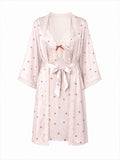 Maisie Cherry Print Satin Nightdress & Robe Set
