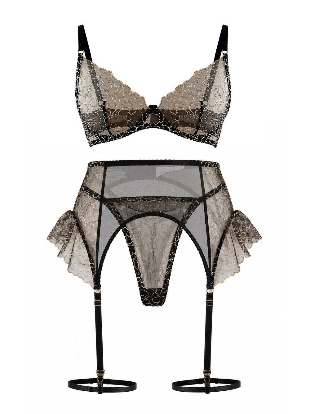 Metallic Embroidered Lace Lingerie Set - product image 1 | CERYNA