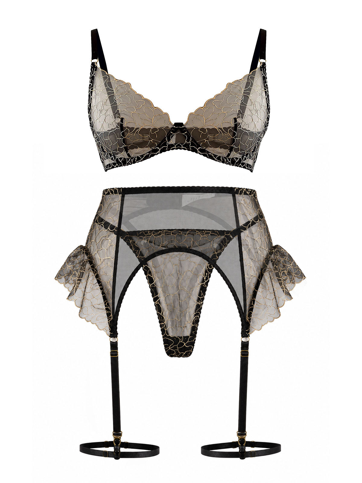 Metallic Embroidered Lace Lingerie Set - product image 1 | CERYNA