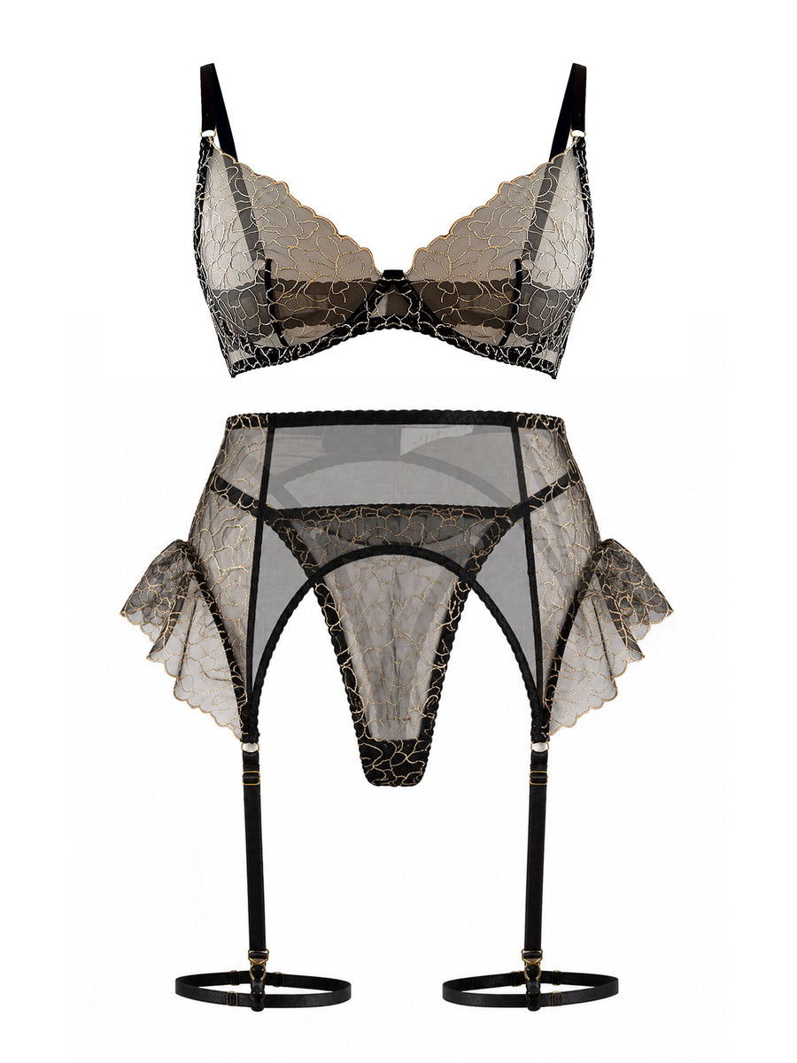 Metallic Embroidered Lace Lingerie Set - product image 1 | CERYNA