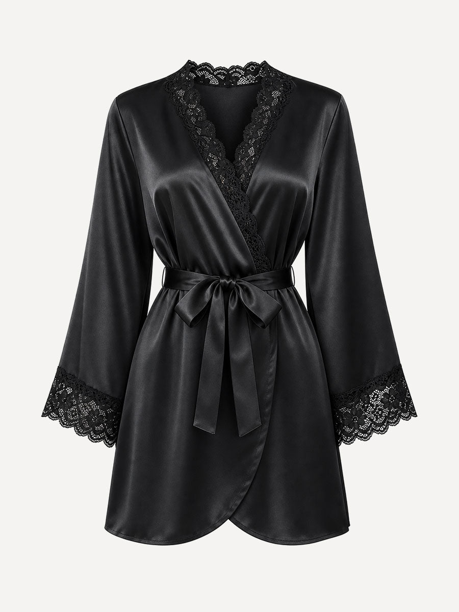 Vivienne Lace Trim Short Robe - product image 1 | CERYNA