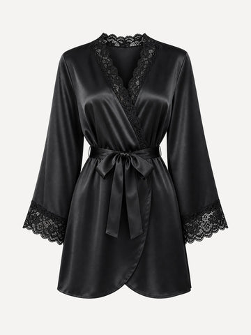Vivienne Lace Trim Short Robe