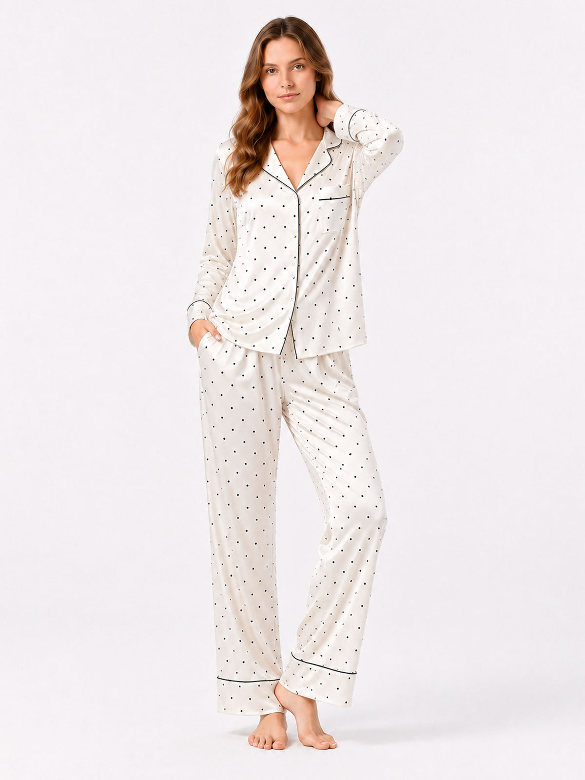 Silky Satin Polka Dot Pajama Set - product image 3 | CERYNA