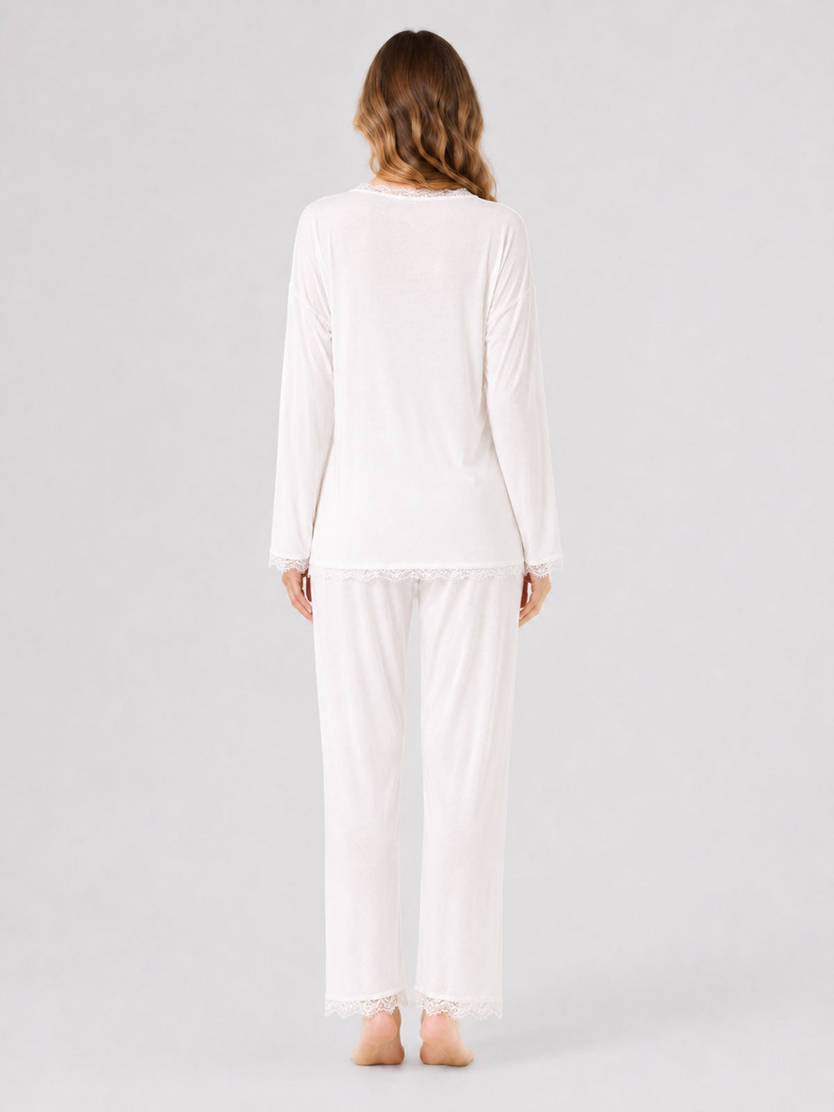 Lace-Trim Knit Pajama Set - product image 4 | CERYNA
