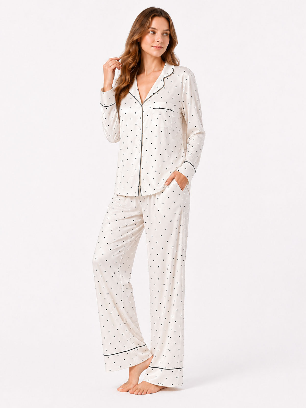 Silky Satin Polka Dot Pajama Set - product image 5 | CERYNA