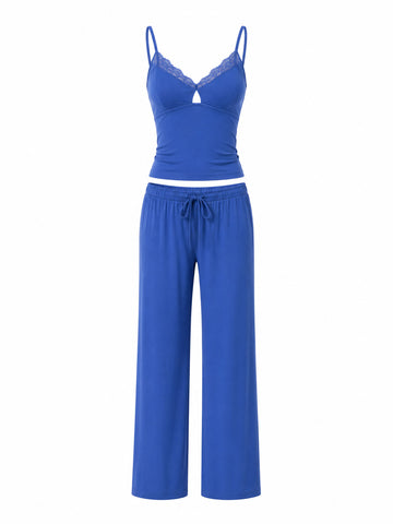 Lace-Trim Tank Top & Long Pajama Pant