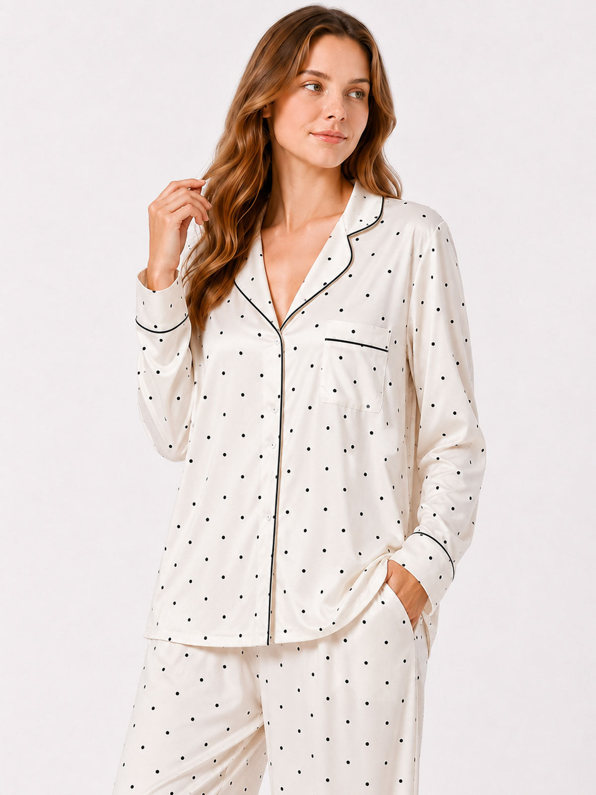 Silky Satin Polka Dot Pajama Set - product image 6 | CERYNA