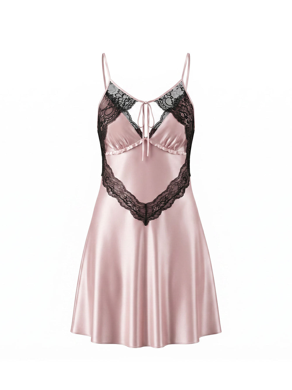 Celeste pink contrast-lace satin slip dress product view