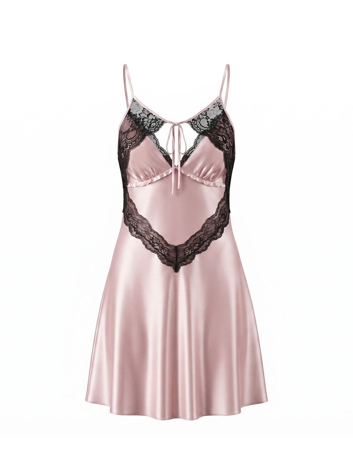 Celeste pink contrast-lace satin slip dress product view