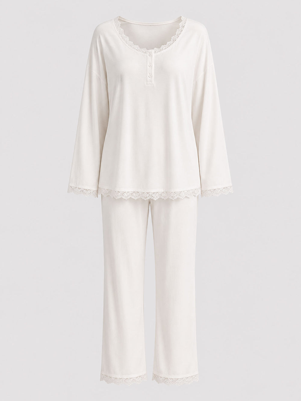 Lace-Trim Knit Pajama Set - product image 1 | CERYNA