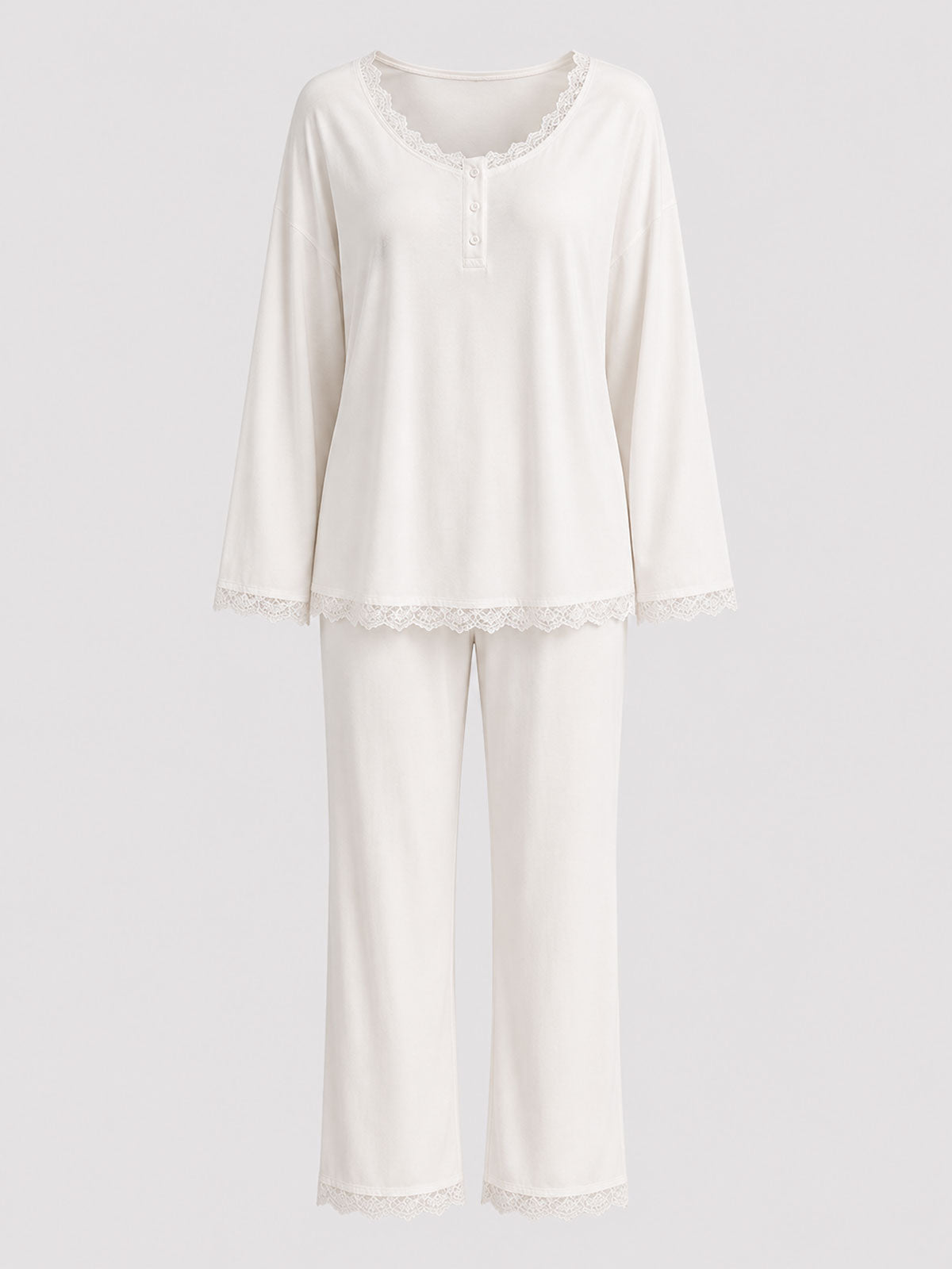 Lace-Trim Knit Pajama Set - product image 1 | CERYNA