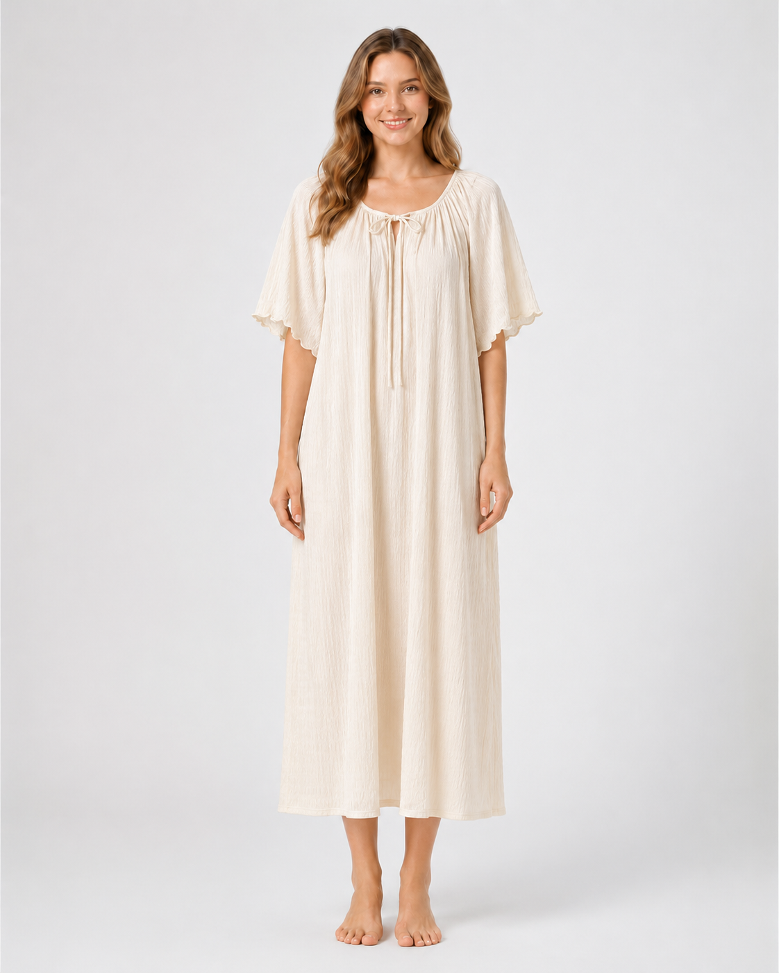 Mireille Tie-Front Midi Nightgown - product image 2 | CERYNA