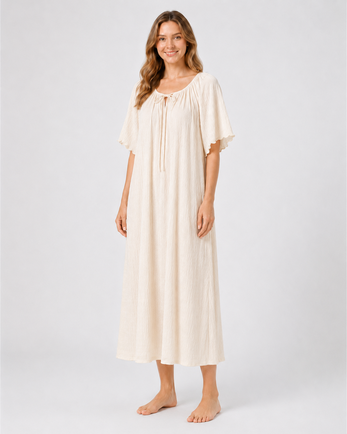 Mireille Tie-Front Midi Nightgown - product image 3 | CERYNA