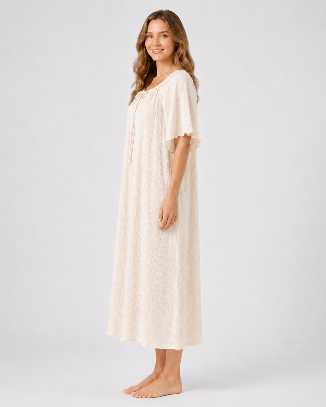 Mireille Tie-Front Midi Nightgown - product image 4 | CERYNA