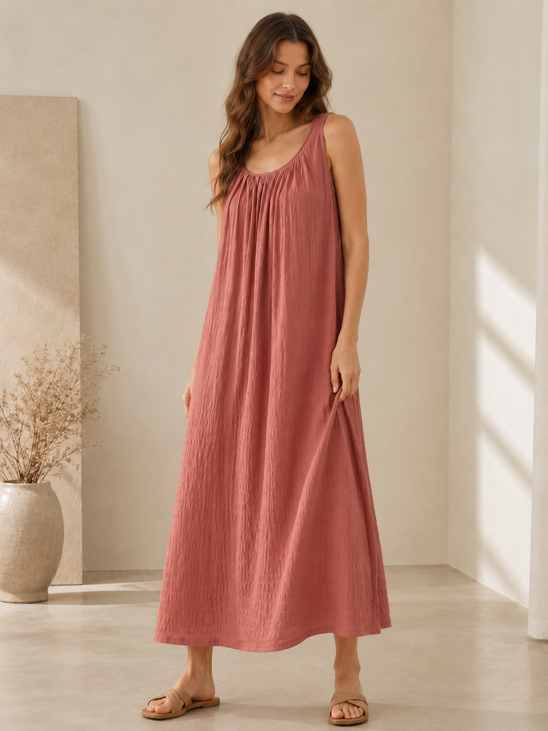 Mireille Textured Maxi Nightgown - product image 3 | CERYNA