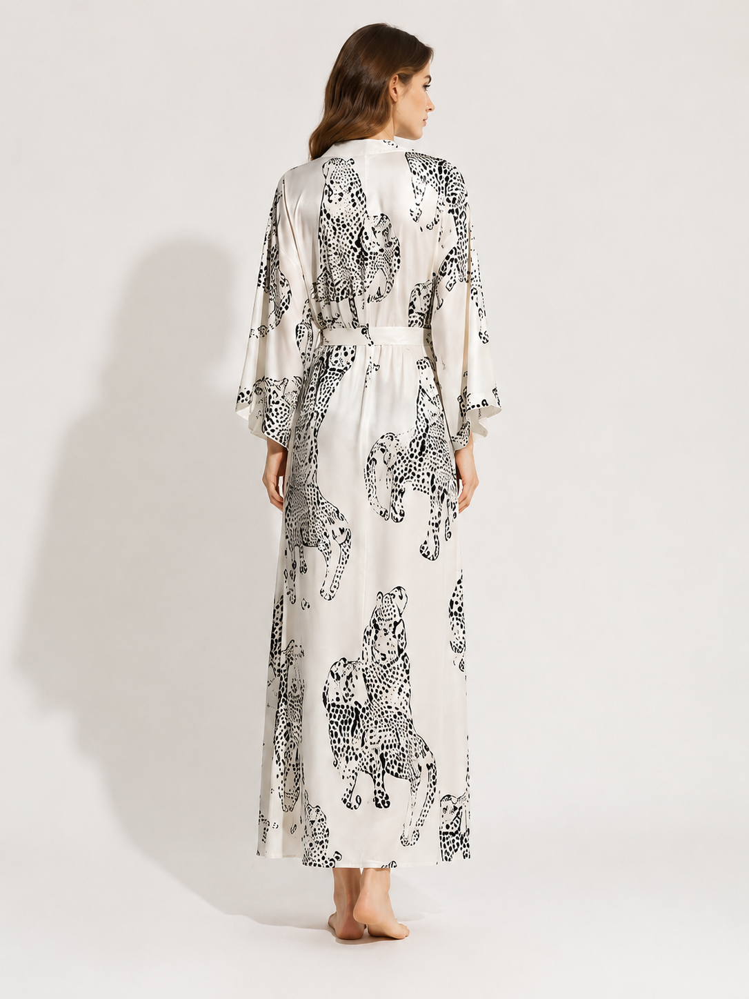 Leopard Satin Long Robe - product image 4 | CERYNA