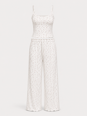 Ditsy Floral Ribbed Pajama Set