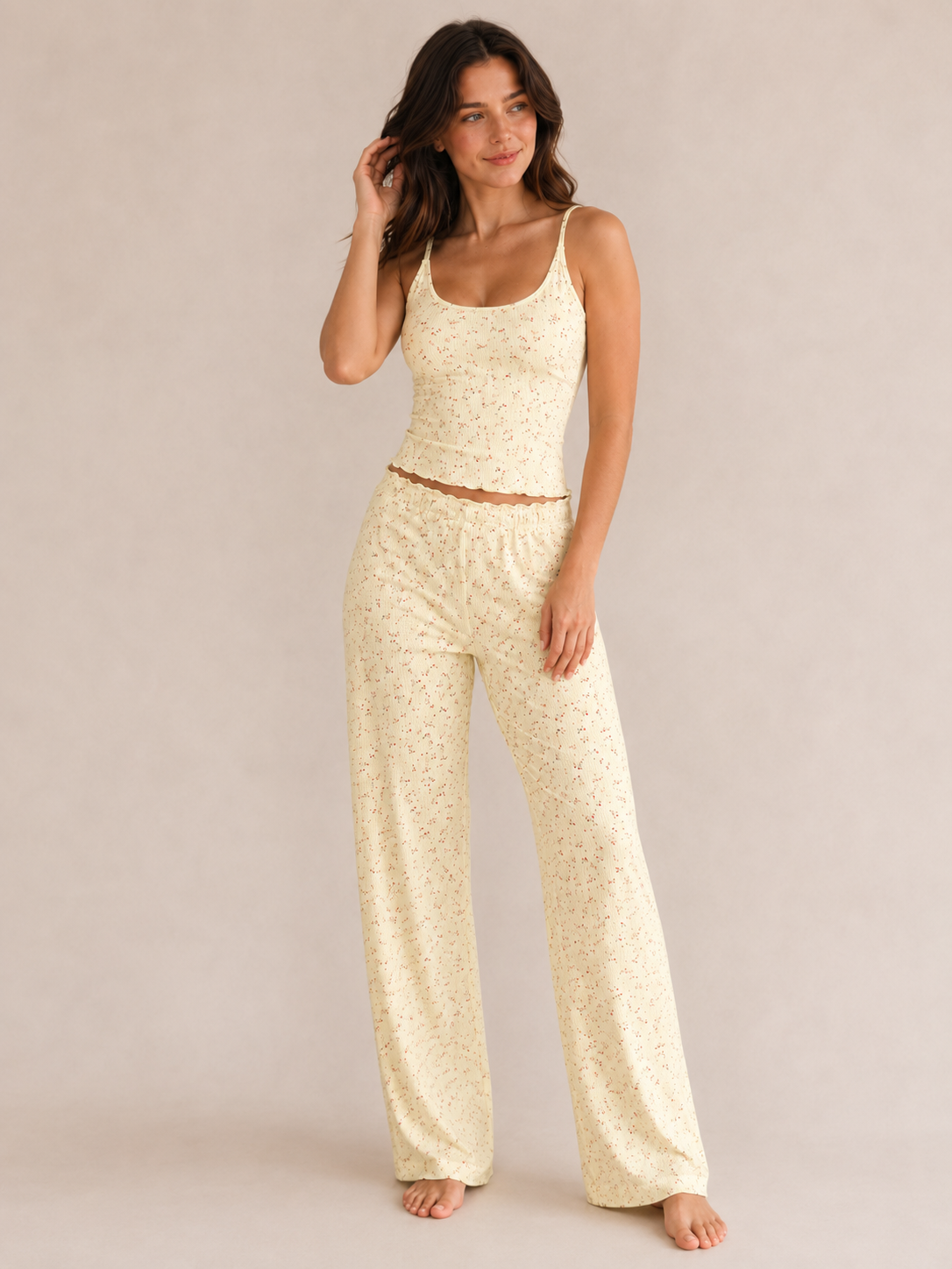 Ditsy Floral Ribbed Pajama Set - product image 9 | CERYNA