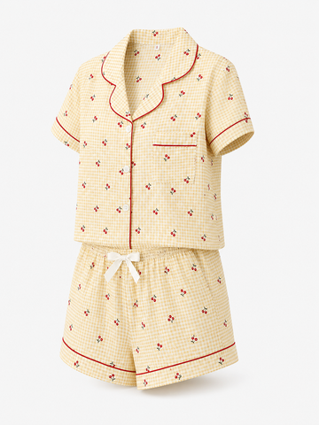 Cherry Gingham Short Pajama Set