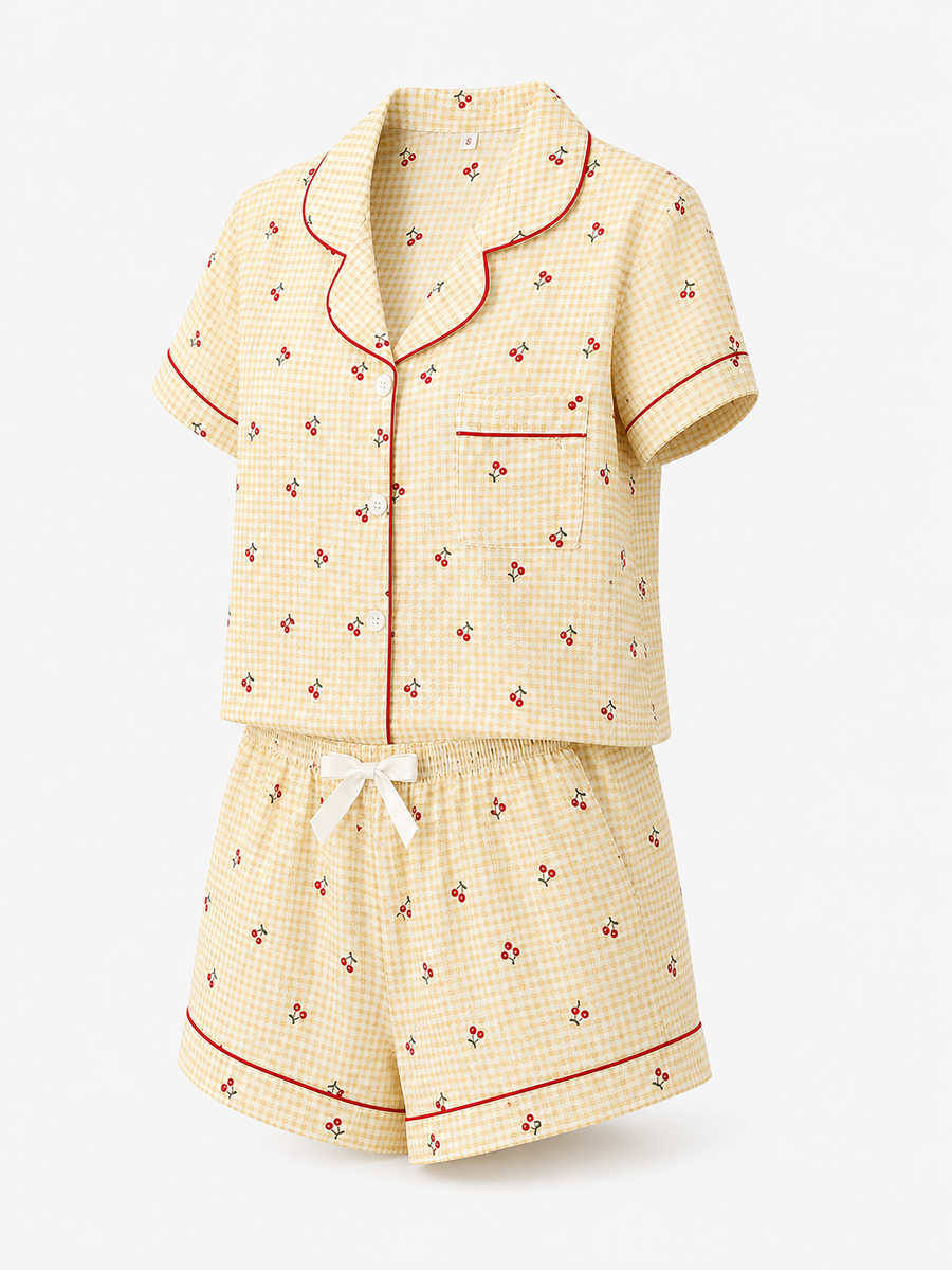 Cherry Gingham Short Pajama Set - product image 1 | CERYNA