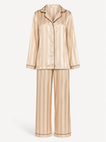 Jacquard Stripe Satin Long Pajama Set