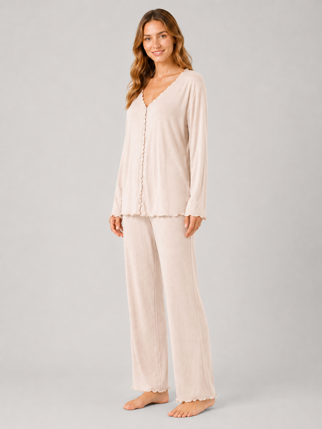 Lettuce Trim Long Pajama Set