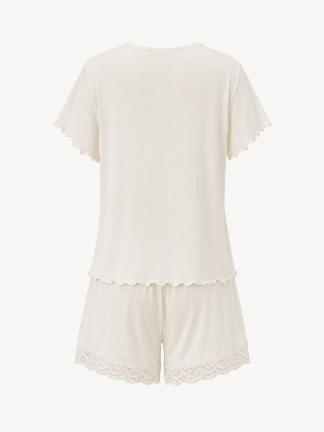 Lace Trim Flutter Sleeve Short Pajama Set - product image 6 | CERYNA